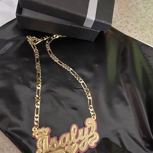 24K Gold Plated Personalize Couple Name With Double Heart Necklace