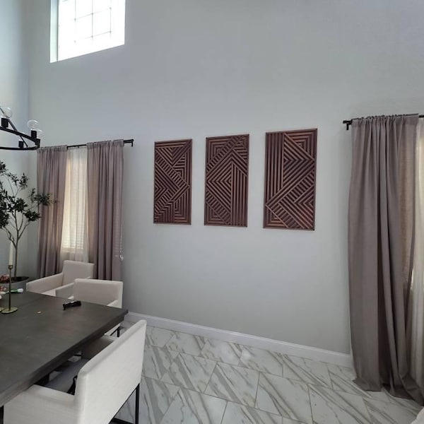 Modern Wood Wall Art Set | Large Modern Wood Wall Hangings | Geometric ...