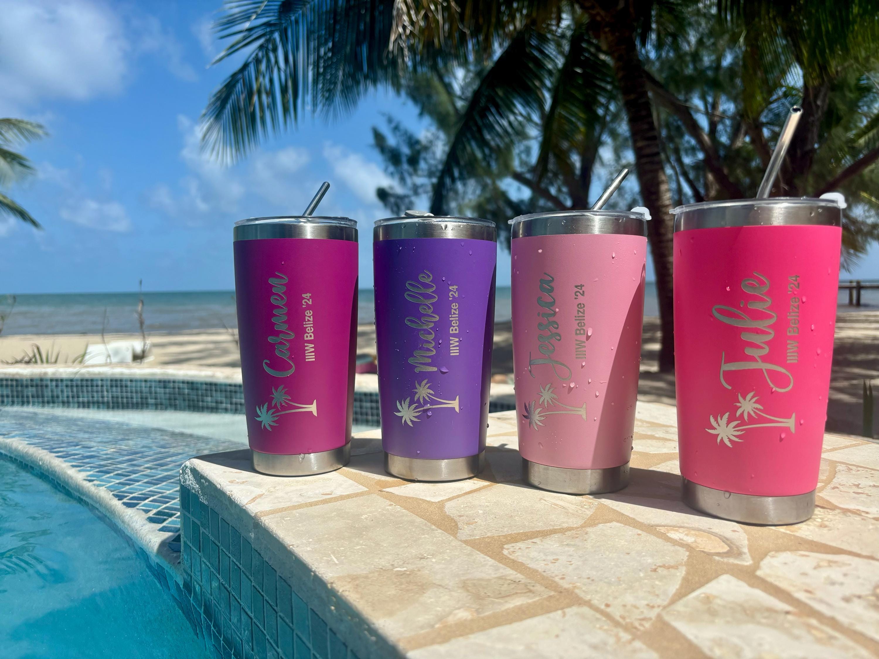 Personalisierter 20 oz Becher, Reisebecher mit individuellem Namen, Becher mit Lasergravur, Wasserbecher aus Edelstahl, Brautjungfernbecher, Isolierbecher