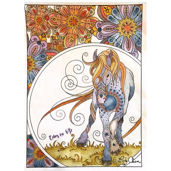 HORSE Downloadable Printable Adult Coloring Page, Ruby Charm Artful ...