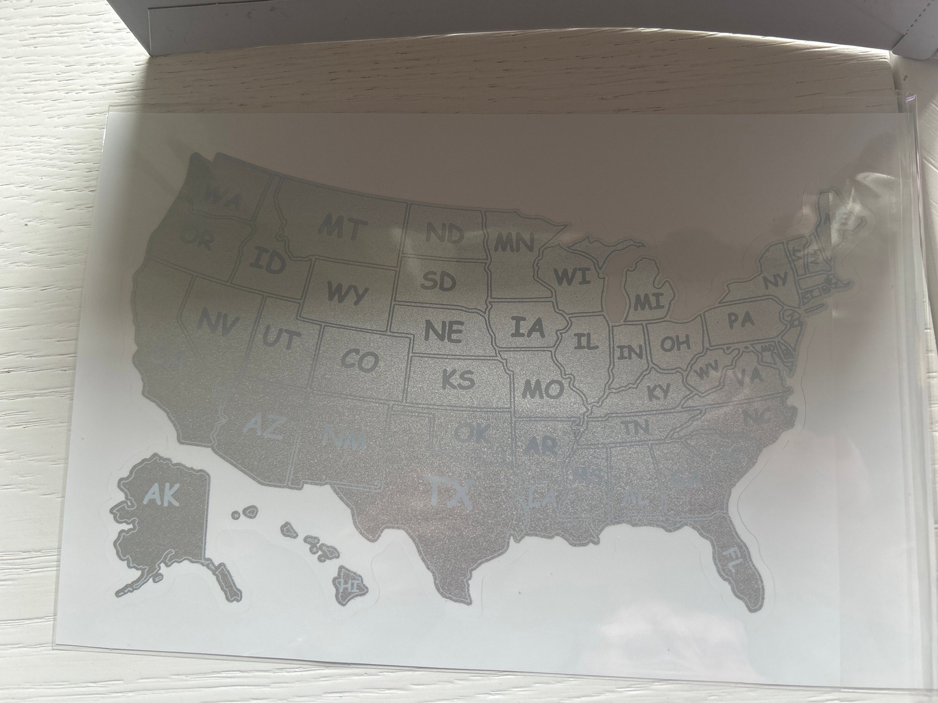 Scratch Off Sticker Map; USA Sticker; Scratch Off 50 States; Places traveled; Decal Map; Planner Sticker