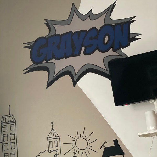 Custom Comic Book Name Wall Decal for Kids Superhero Wall Decor Nursery ...