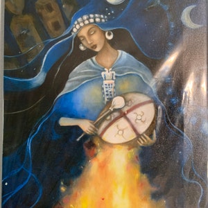 Kuyén Goddess, Mapuche Shaman Art on Canvas, Ancestor Altar, Past ...