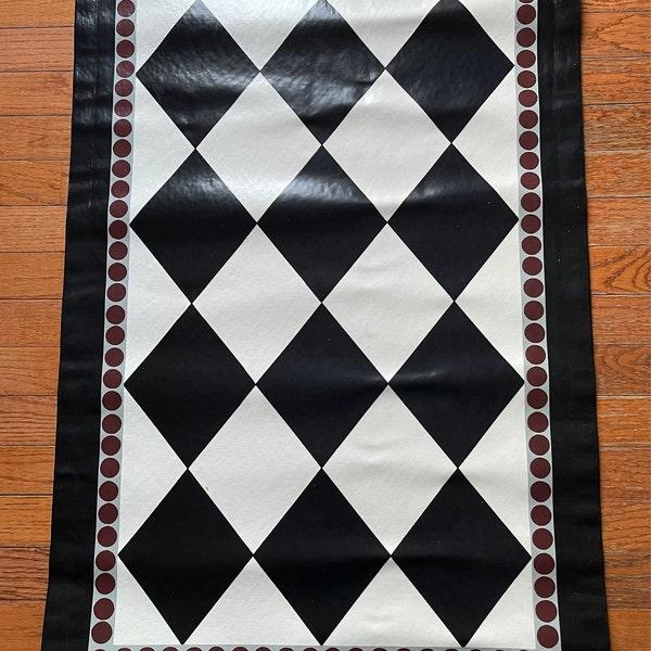 Floor Cloth, Painted Rug, Handmade Canvas Rug, Diamond Rug, Hand ...