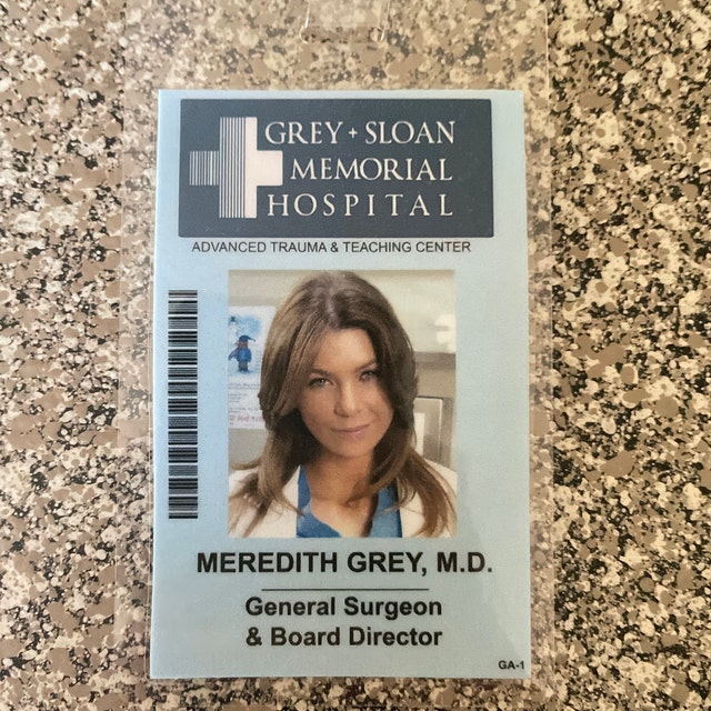 Grey's Anatomy MEREDITH GREY Grey Sloan Memorial Hospital ID Badge