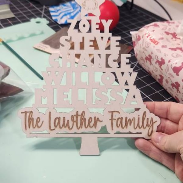 Name Ornament Tree Shape SVG Laser Ready Cut File, Glowforge and ...