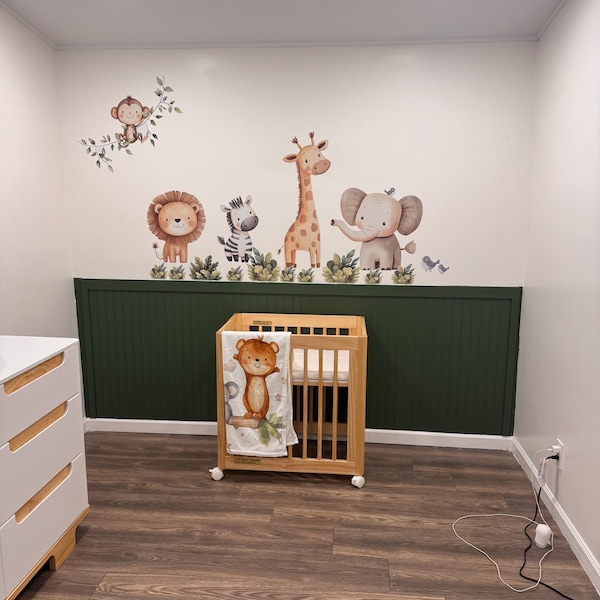 Safari Animal Wall Decal, Self-adhesive Jungle Decor for Nursery and ...