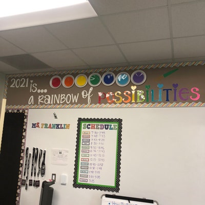 Teachers School Bulletin Board Cutouts DIY Kit rainbow of Possibilities ...