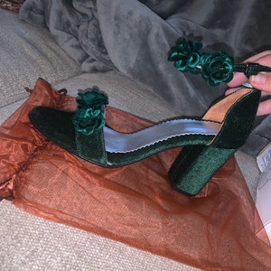 royal blue velvet heels