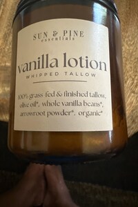 Organic Vanilla Bean Tallow Lotion | Whipped Grass-Fed Tallow Cream | Organically Scented | Artificial Fragrance Free