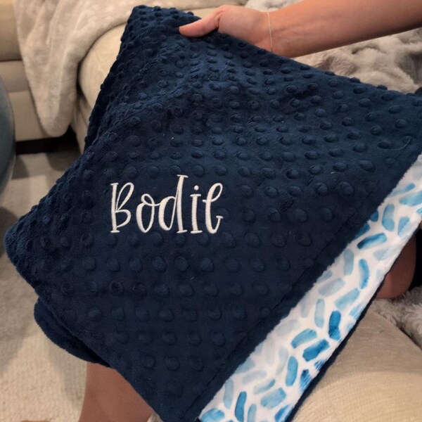 Personalized Baby Blanket For Girl – Custom Monogrammed Minky Receiving Blanket