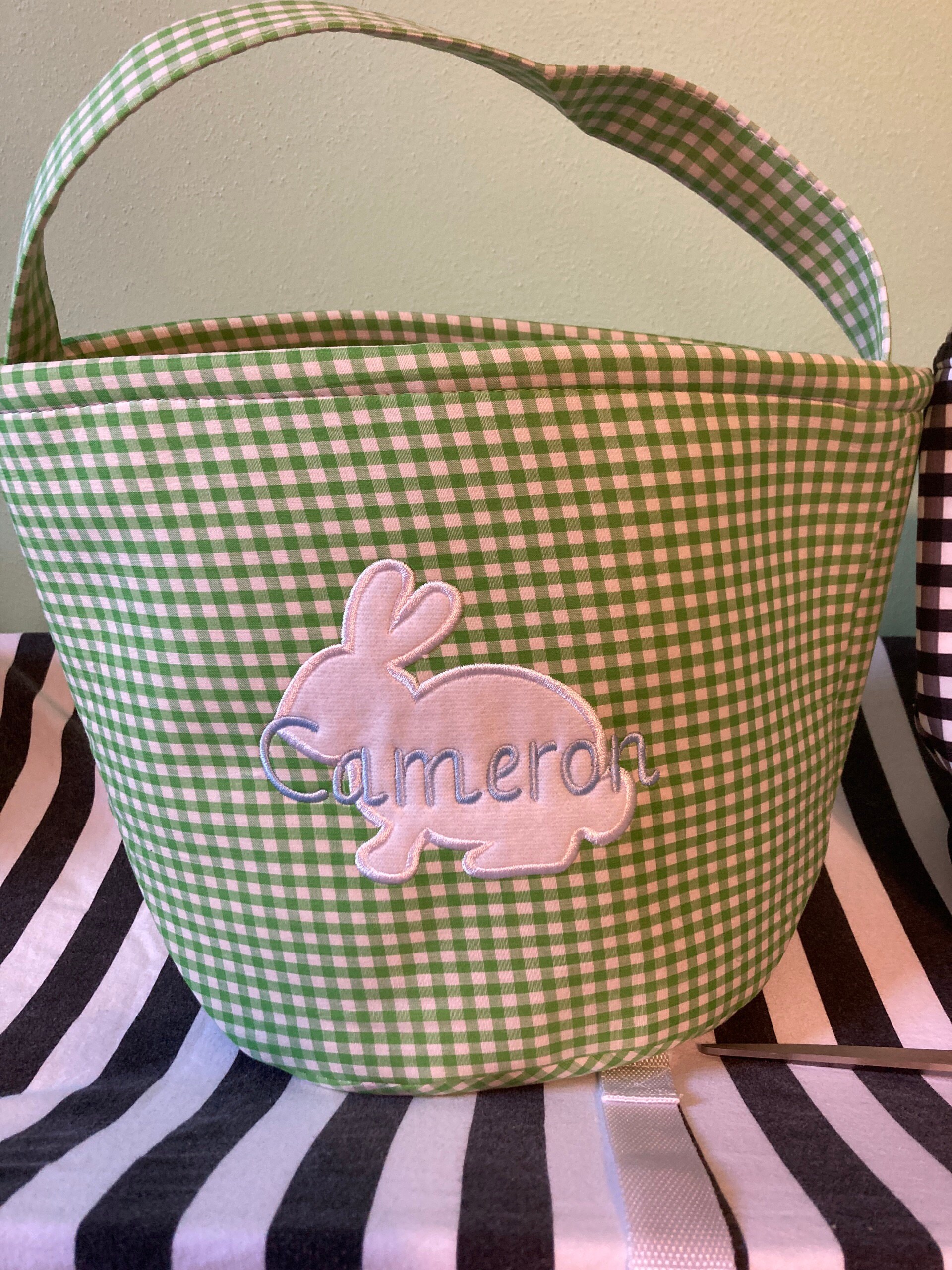 Easter basket, Personalized Easter Basket, monogram easter basket, girls basket, boys basket, girls easter basket, embroidered, Check