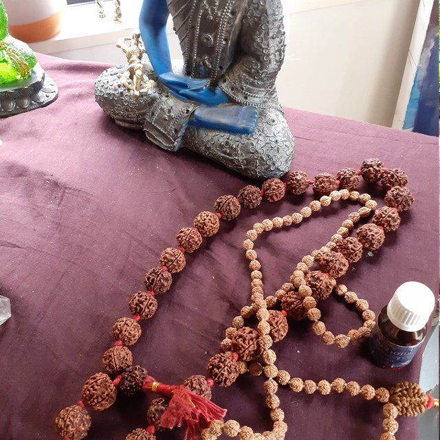 108+1 Rudraksha Mala Rosary – Hindu Buddhist Prayer & Meditation Beads From Nepal