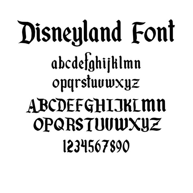 ディズニーランドアルファベットSVG、ディズニーランドフォントSVG