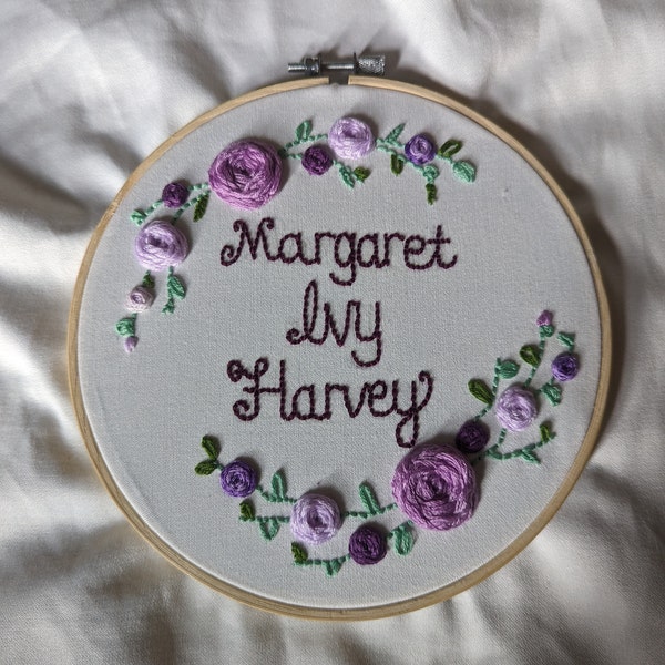 Floral Name Hoop Pattern | Embroidery Hoop Art PDF Pattern | Digital ...