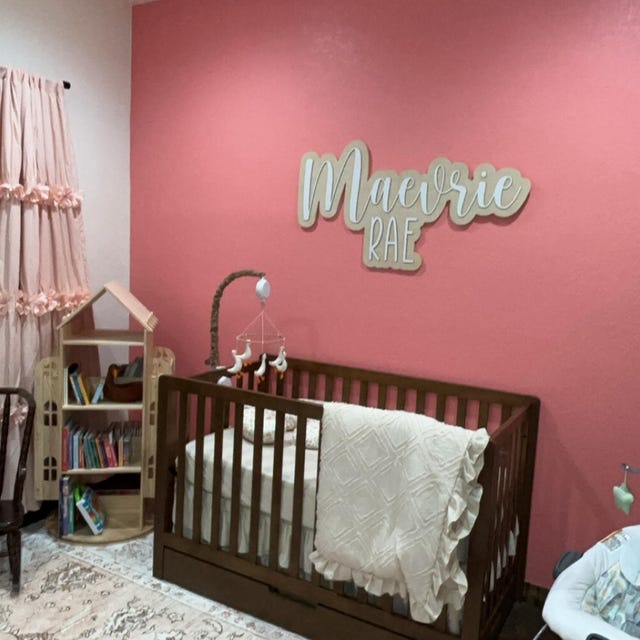Large Wood Name Sign, Nursery Name Sign, Boho Nursery Sign , Above Crib Cut Out, Layered Baby Name Sign, Double Baby Name Sign, Cut Out Sign