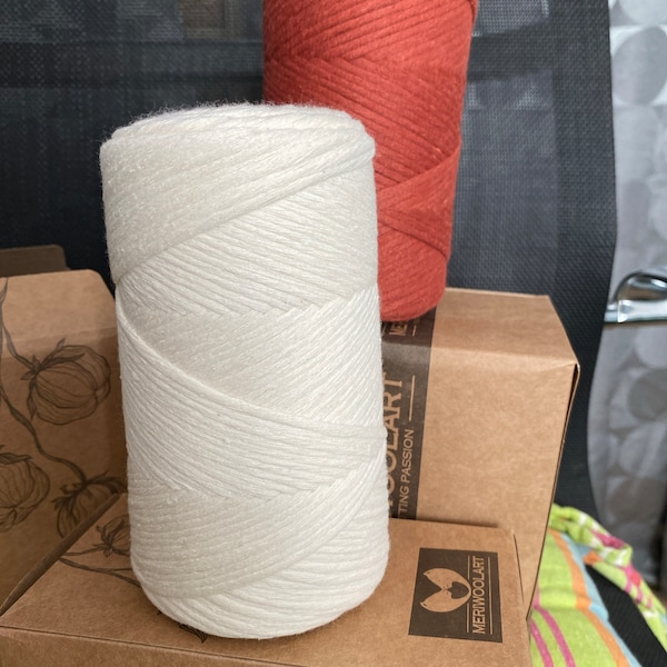 Corde Macramé 3mm 200m - Fil Coton Recyclé Oeko-Tex Pour Bricolage Boho Et Décoration Intérieure