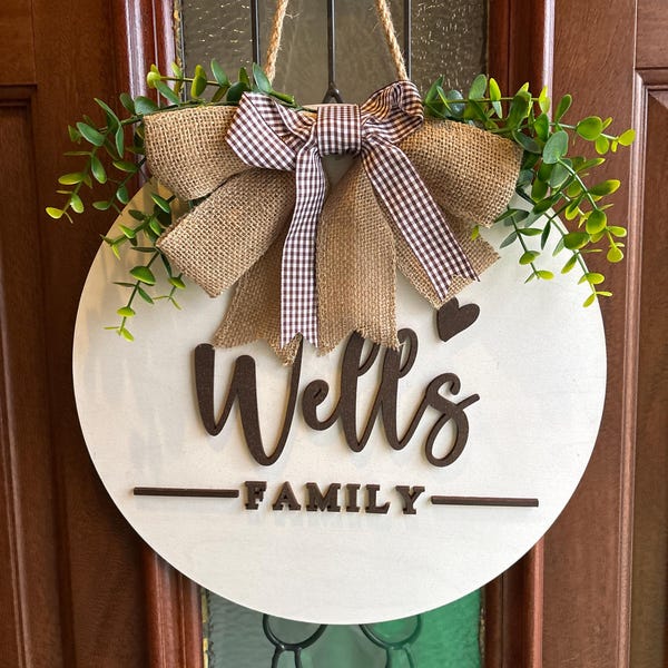 Personalized Family Door Sign, Last Name Hanger, Custom Wooden Welcome ...