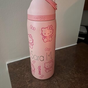 Custom Hello Kitty Owala 32oz Tumbler | Laser Engraved Pink Water
