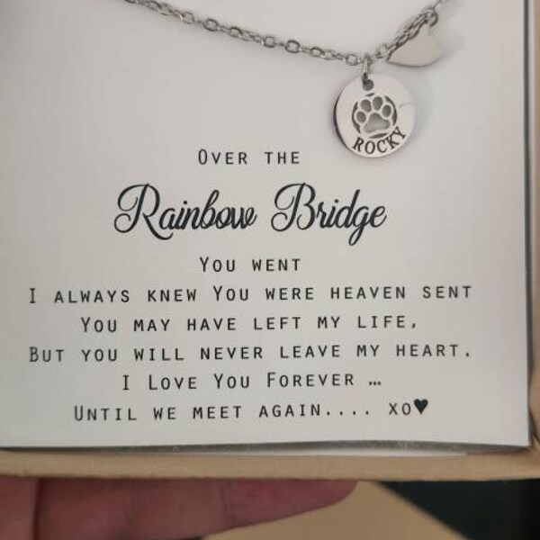 Rainbow Bridge Dog Necklace Loss of Dog Cat Memorial Jewelry Cat Dog ...