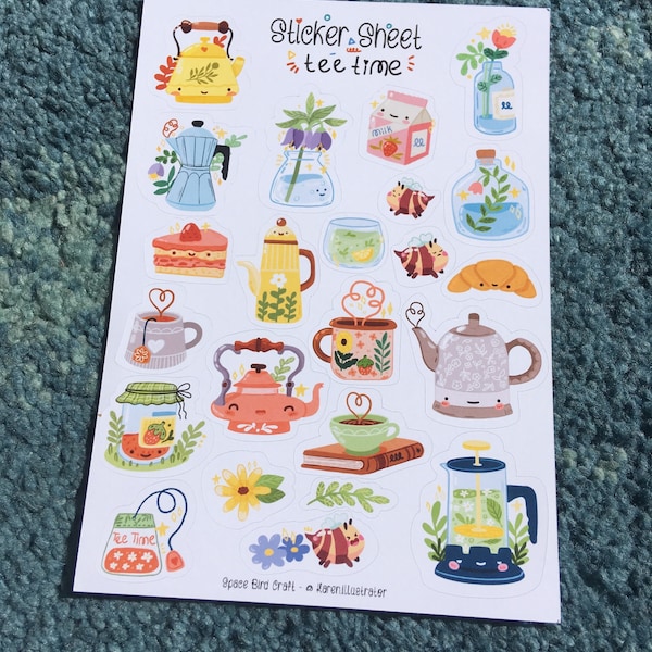 Sticker Sheet - Tea Time - Journaling Sticker - Planner Stickers ...