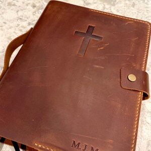 ハンドル付きKJV聖書カバー、カスタムレザー聖書ブックケースカバー