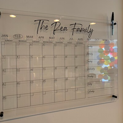 Personalized Acrylic Calendar Month &amp; Week Floating Wall Decor Home ...