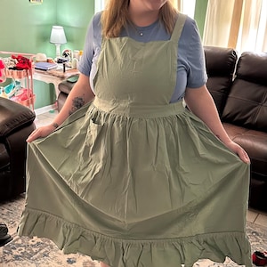 ruffled aprons for women retro , red , pink , with pocket , vintage style , pinafore apron dress ,schürze linen, valentine gift for her idea