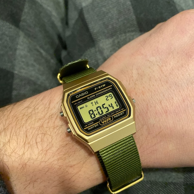 Gold Casio F91w Nato Strap Casio F91w Gold