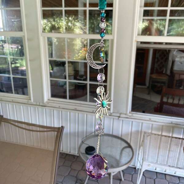 Handmade Crystal Suncatcher: Rainbow Maker, Boho Window Prism Decor ...