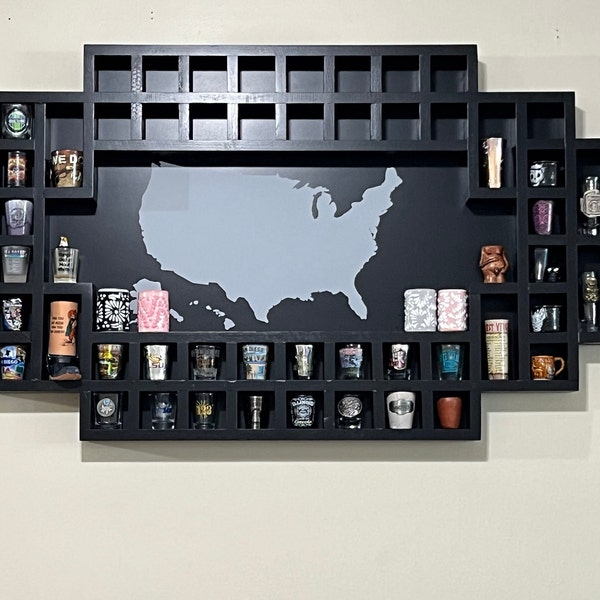 Shot Glass Display Frame - Shot Glass Holder Display With 52 Slots ...