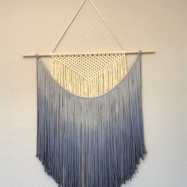 Photo inspiration: Handmade Macrame Wall Hanging In Ombre Royal Blue Bohemian Home Photo Inspiration