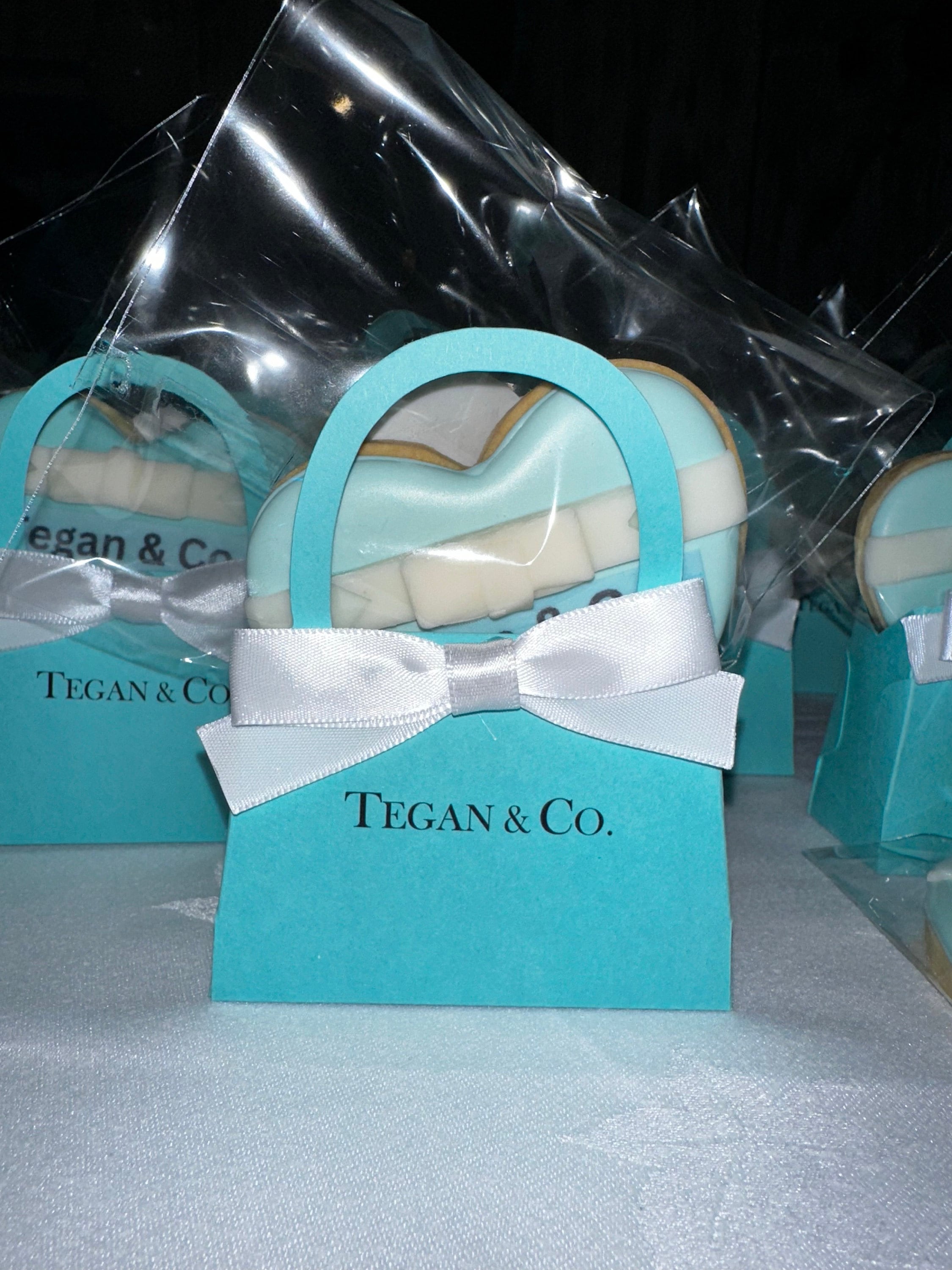 Personalisierte Mini-Geldbörse, Rotkehlchen-Ei-Farbe mit weißer Schleife. Babypartys, Brautpartys, Verlobungen, Sweet 16, Hochzeitssüßigkeiten, 10er-Set