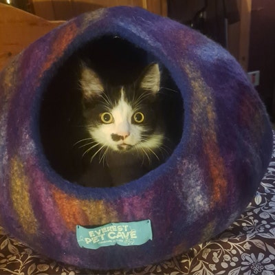 Yellow Green Mix Felt Cat Cave, Everest Pet Cave, Handmade, 100% New