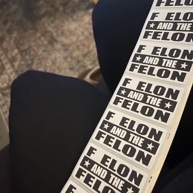F Elon And The Felon Sticker Funny Anti Donald Trump Elon Musk Sticker - Black E - Foto 5