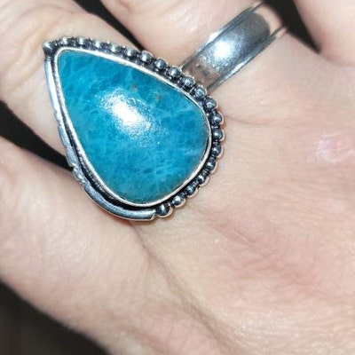 Blue Fire Australian Opal Ring Boho Ring Handmade Ring - Etsy