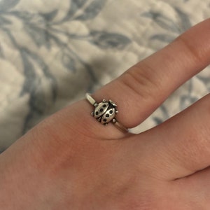 ☆TATIANA☆ Silver 925 Simple Ladybug Ring CR0494 Lady Bug Ring Ladybug Ring Sterling Silver Ladybug Ring