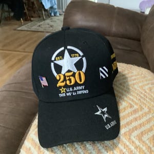 アメリカ陸軍250周年記念帽子。退役軍人用キャップ。お父さんへの