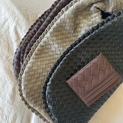 Hobo Tan Leather Cutout Clam Shell Clutch