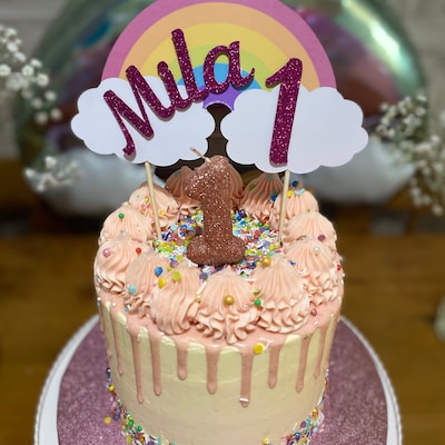 Number 1 Rose Gold Glitter Candle, 1st Birthday Candles, Birthday Cake