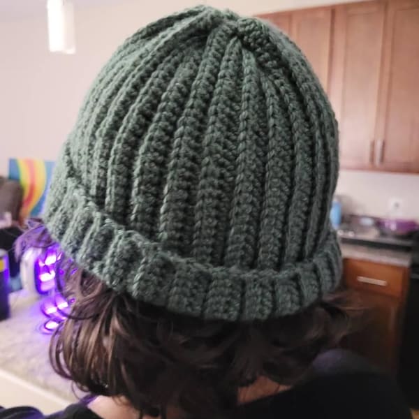 CROCHET PATTERN - Easy Adult Ribbed Knit Look Beanie Hat Crochet ...
