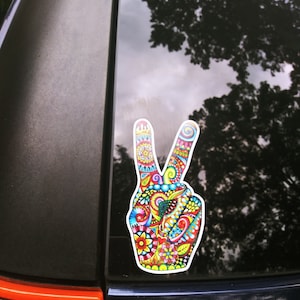 Calcomanía De Símbolo De La Paz, Hippy, Colorida Con