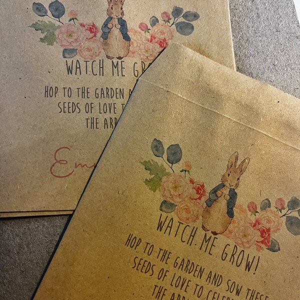 Watch Me Grow Peter Rabbit Christening Packets | Baby Shower | Seed ...