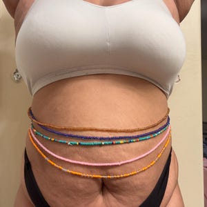 PLUS SIZE TIE On Waist Beads, Waist Beads, Waist Bead Set, Thread Waist Bead, Waist Chain, Tie On Belly Bead, Waist Bead For Weight Tracking