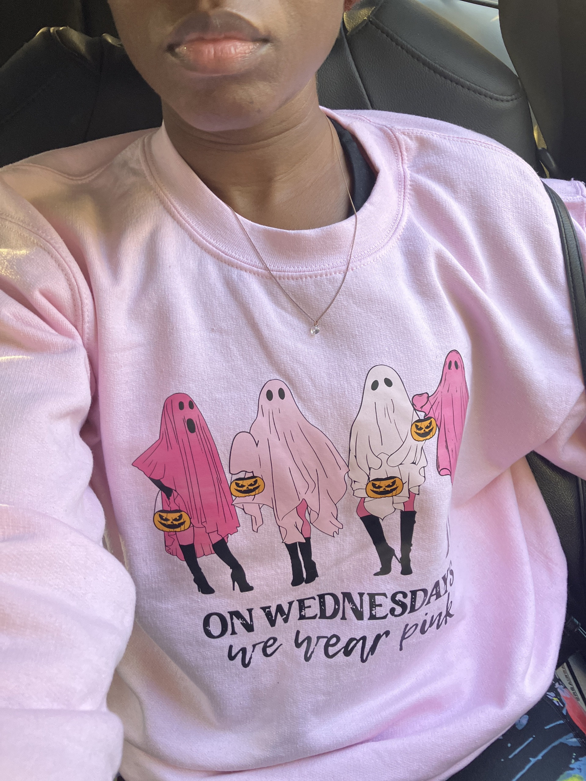 On Wednesday We Wear Pink Ghost Sweatshirt, Mean Girls Ghost Shirt, Pink Ghost Shirt, Mean Girls Halloween, Halloween Sweatshirt