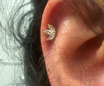 Tiny diamond cz flat back studs earrings  18K gold piercing set, 18g flatback labret, cartilage helix tragus conch earring, gift valentines