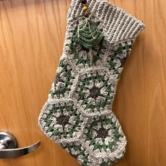 A customer's finished Hexagon Granny Stocking Crochet Pattern