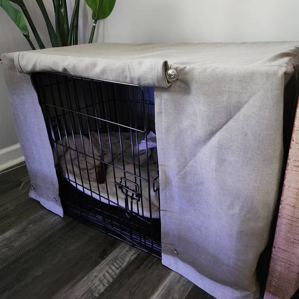 View of Washable Dog Crate Cover in Natural - Etsy