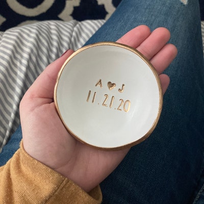 Personalized Jewelry Dish / Jewelry Dish Date and Initials / Wedding ...