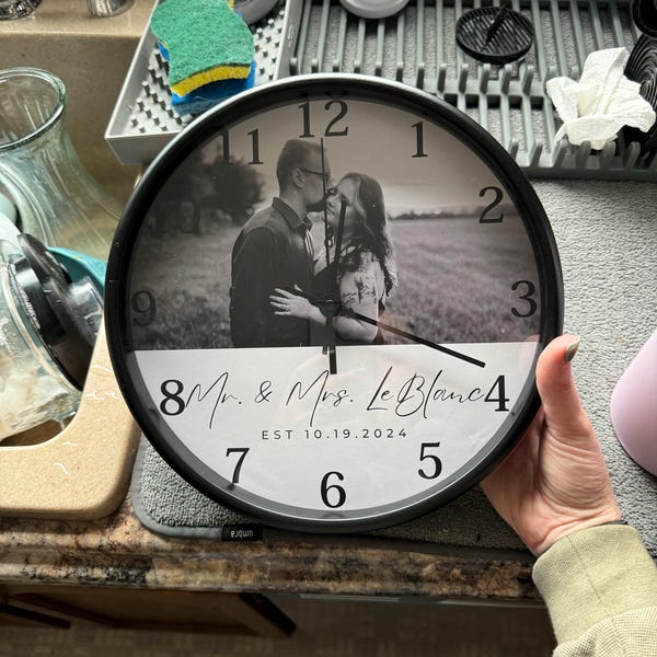 Personalized Clock Wedding Gift for Couple Photo Home Decoration Family ...